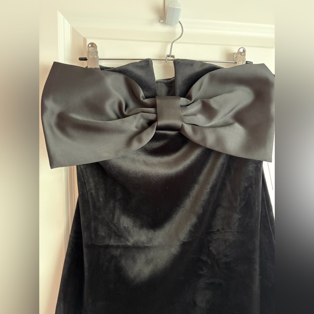 NWT Express Black Strapless Velvet Mini Dress with Statement Bow - Picture 5 of 7